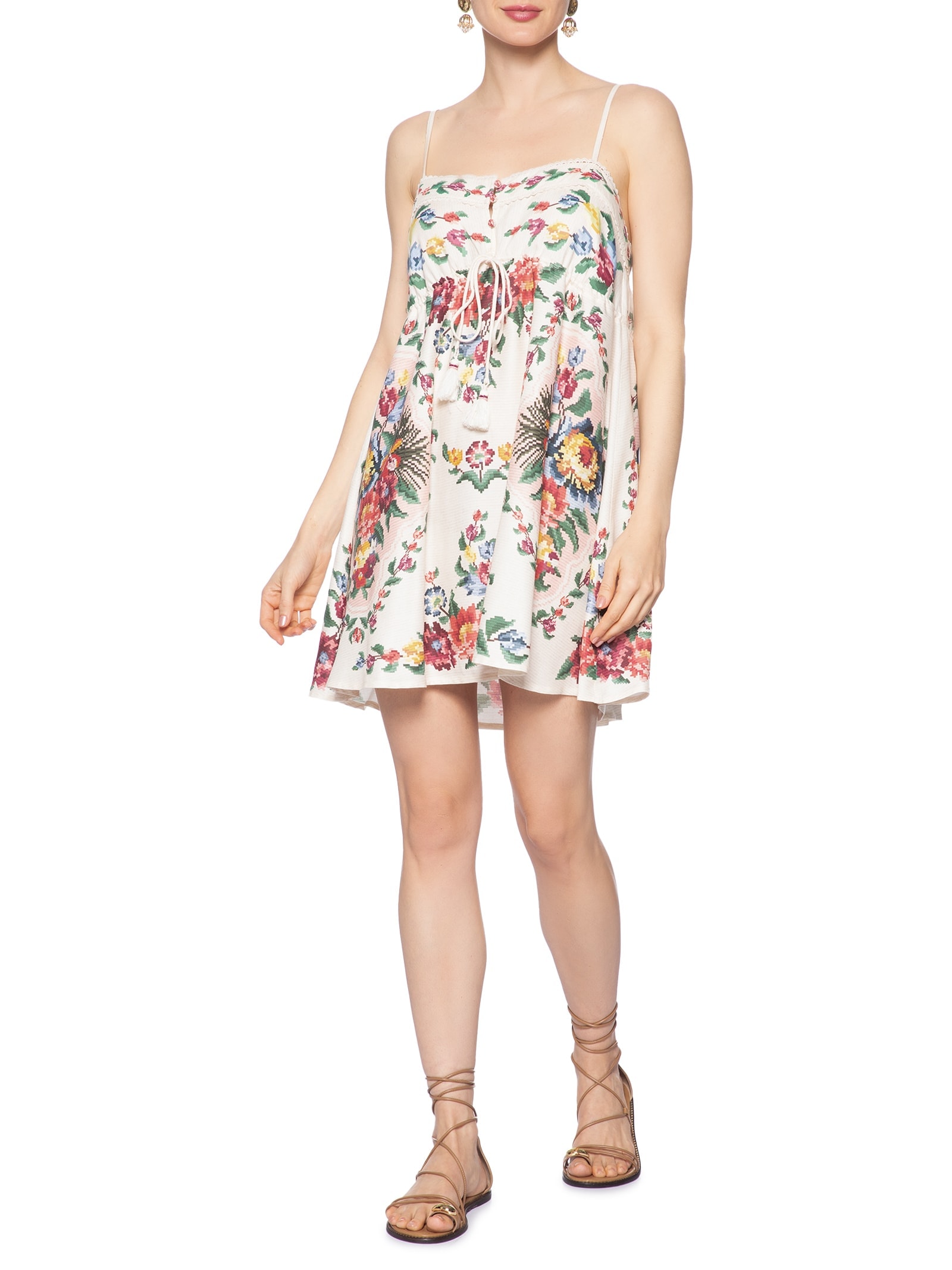 Vestido Curto Tapete De Flor Off White Farm