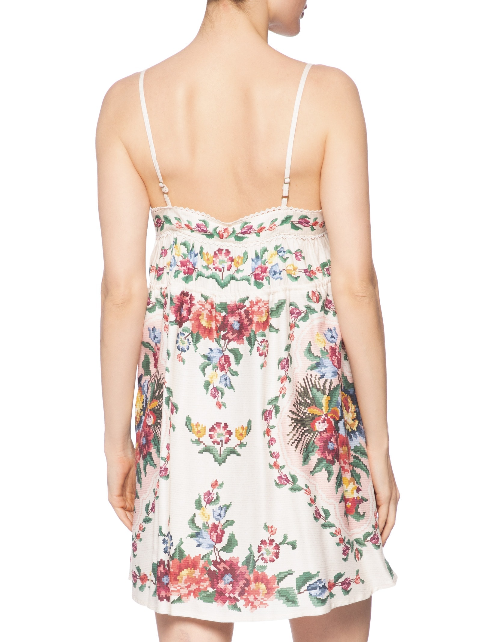 Vestido Curto Tapete De Flor Off White Farm