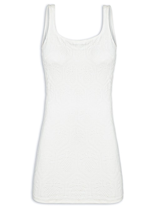 Vestido Curto Textura Abacaxi – Off White