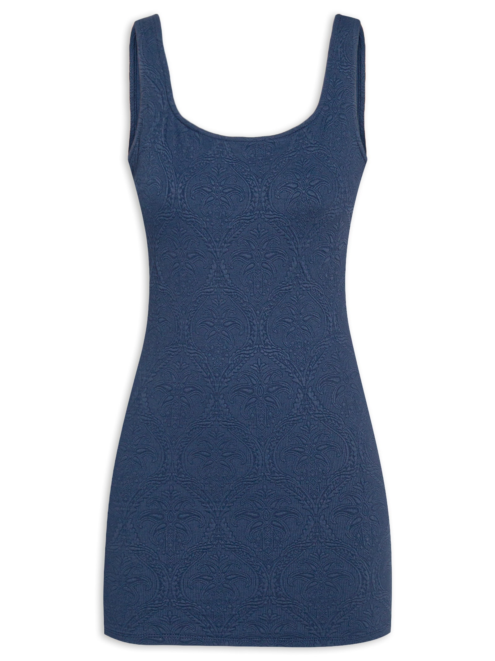 Vestido Curto Textura Coqueiro Azul Farm Praia