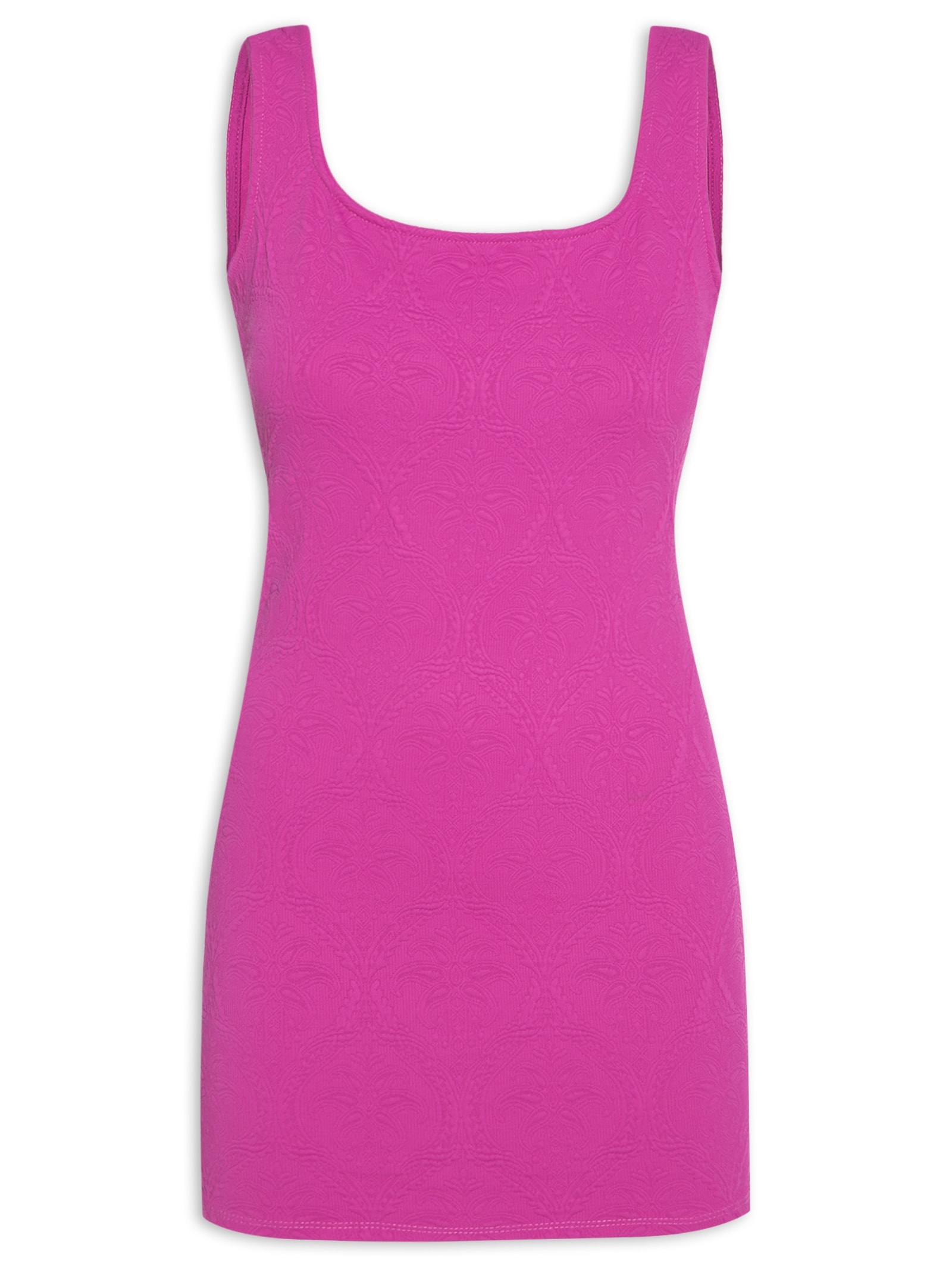 Vestido Curto Textura Coqueiro Rosa Farm Praia