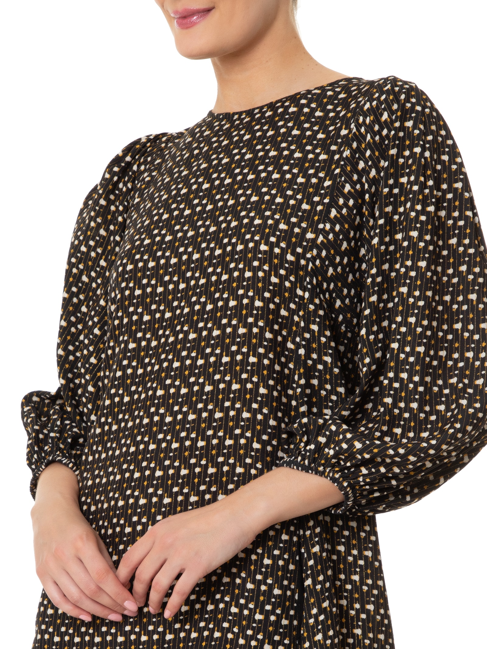 Vestido Curto Textura Soleil Preto Animale