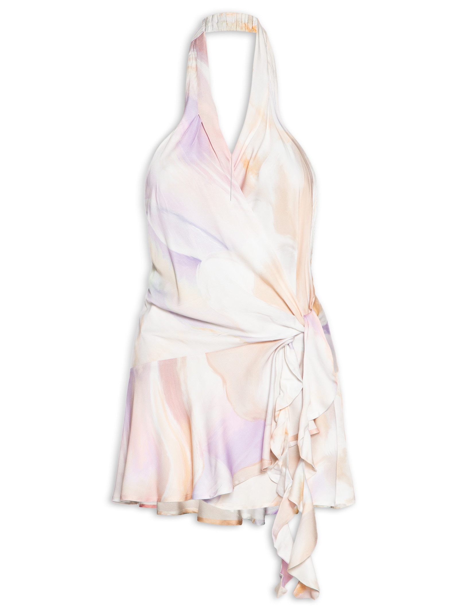 Vestido Curto Transpassado Maxi Pérola Off White Farm