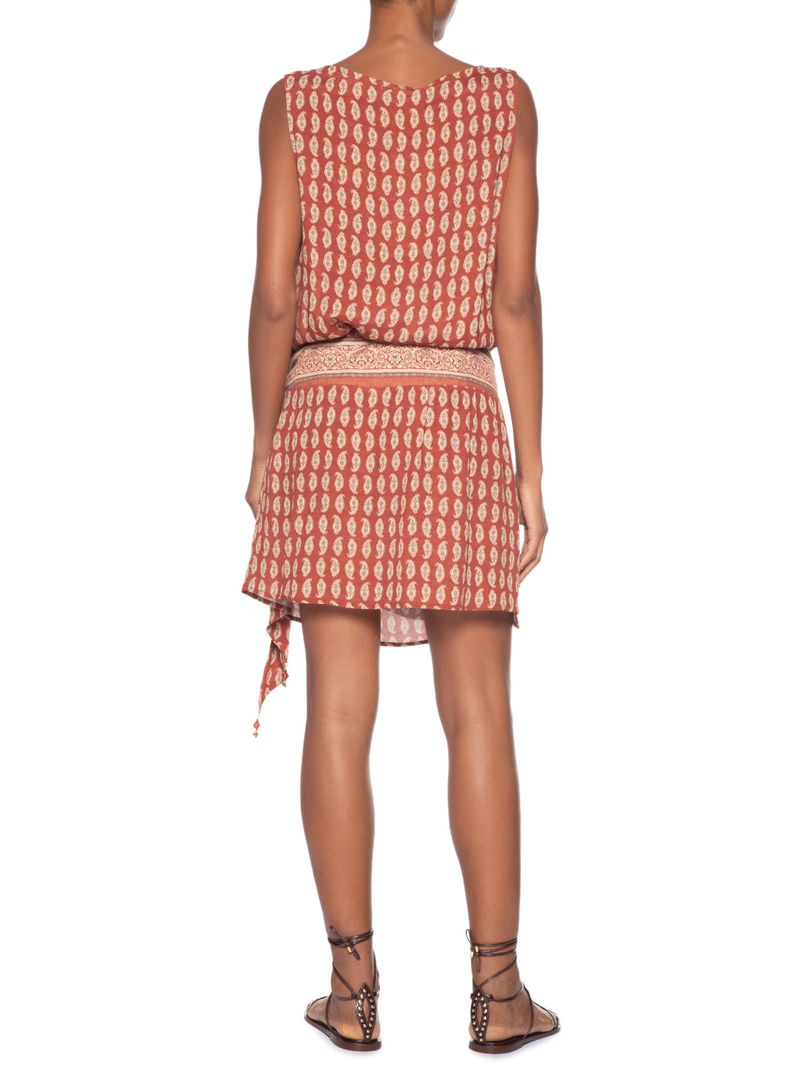 Vestido Curto Transpasse Estampado Vermelho Maria Filó