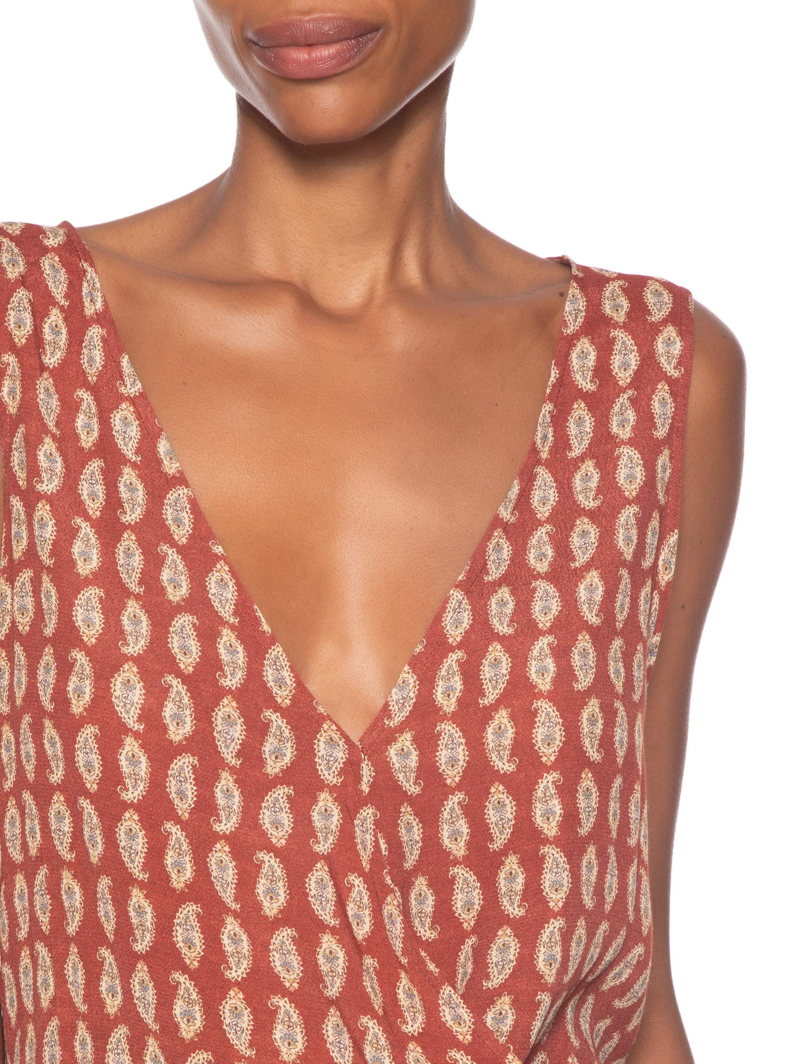 Vestido Curto Transpasse Estampado Vermelho Maria Filó