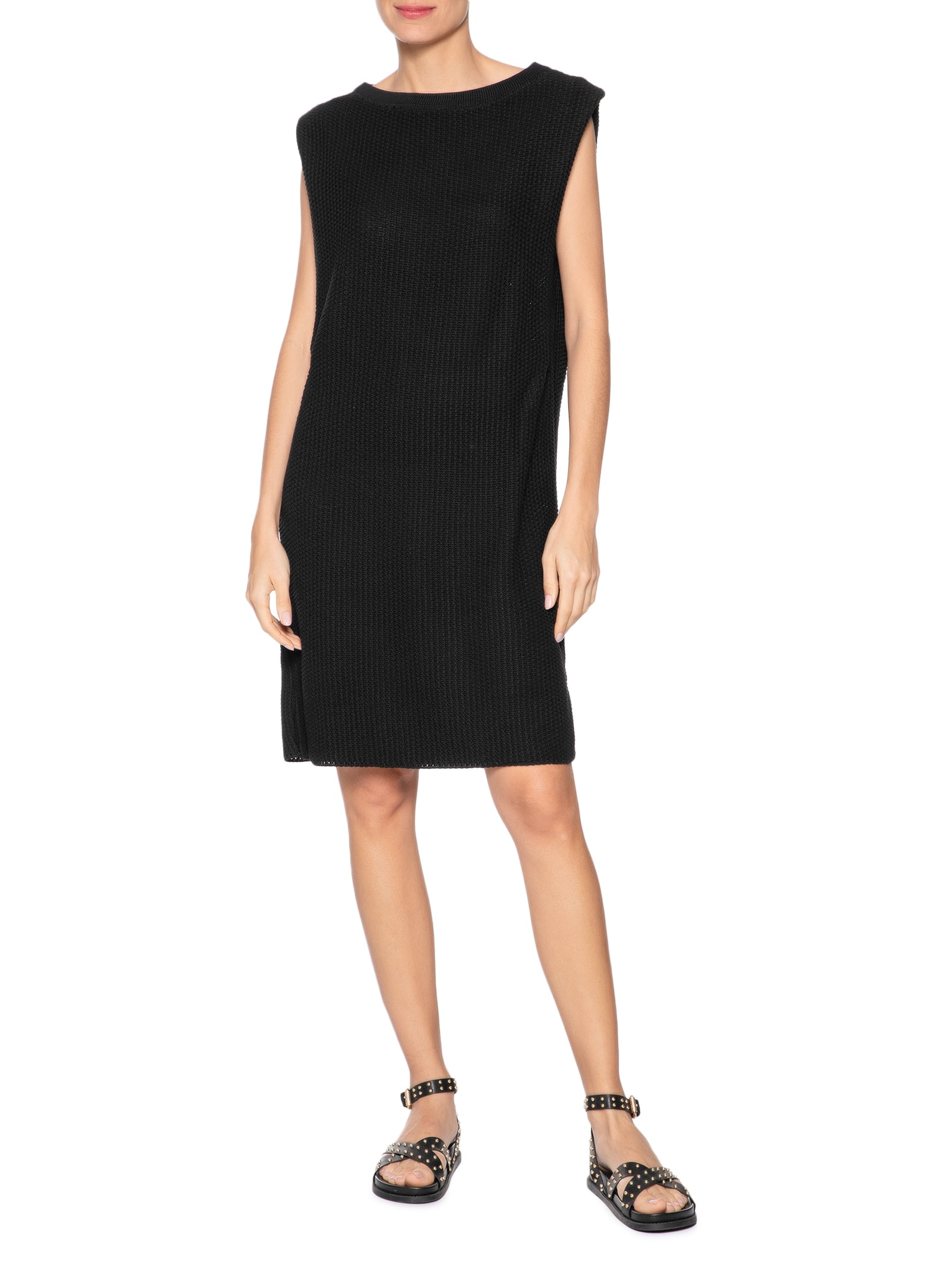 Vestido Curto Tricot Boxy Preto Basiq