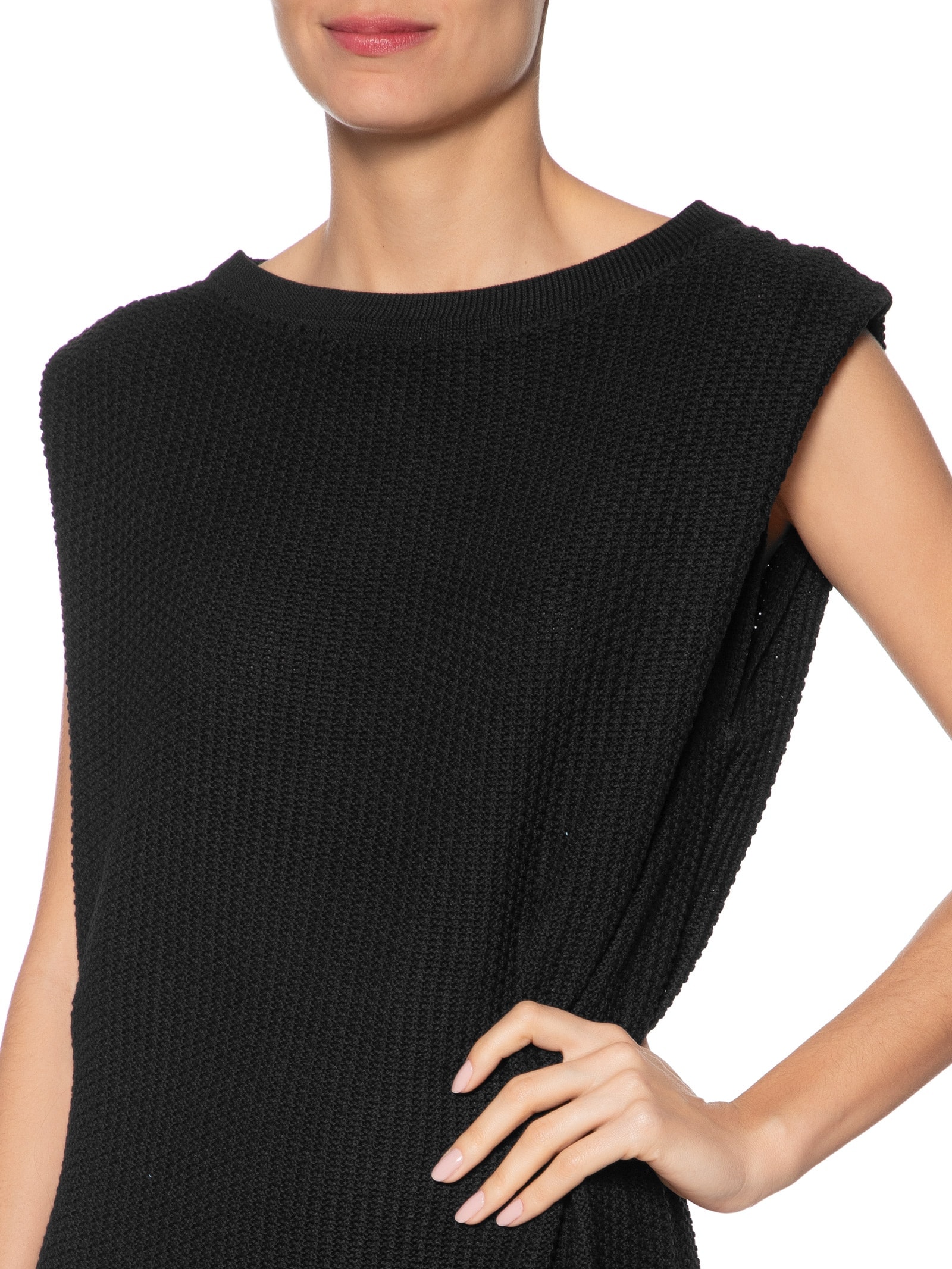 Vestido Curto Tricot Boxy Preto Basiq