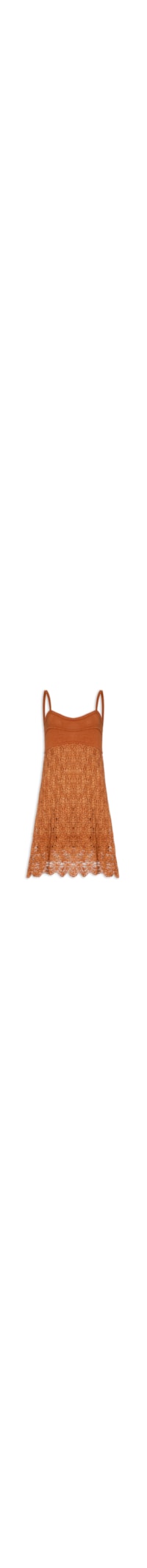 Vestido Curto Tricot Rendado Sol - Marrom
