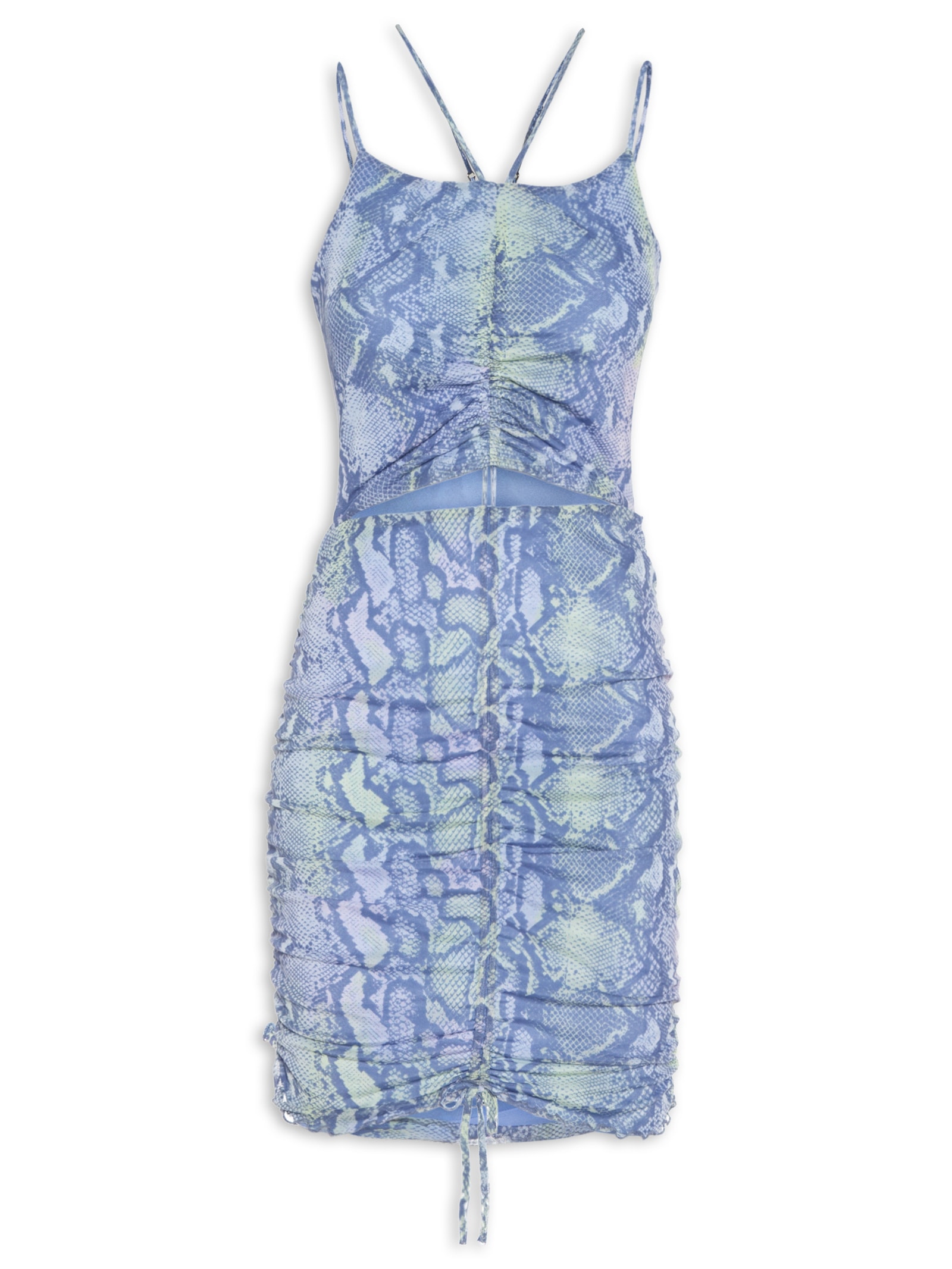 Vestido Curto Tule Com Recortes Azul Market 33