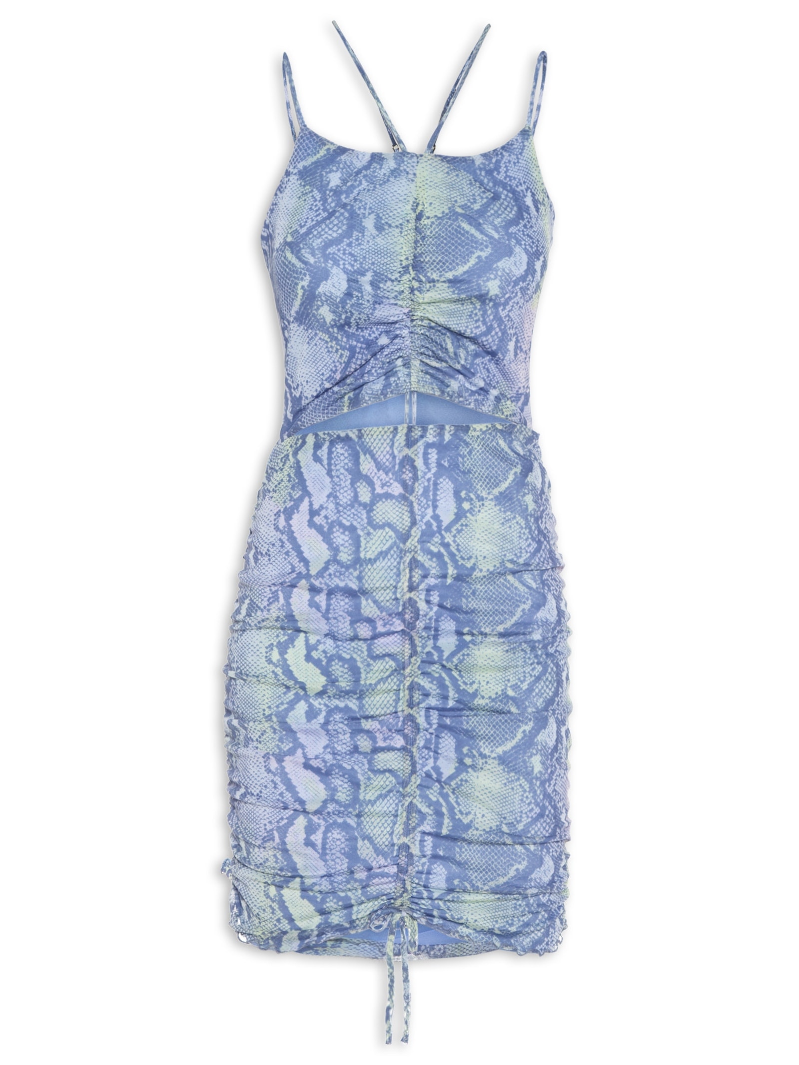 Vestido Curto Tule Com Recortes Azul Market 33