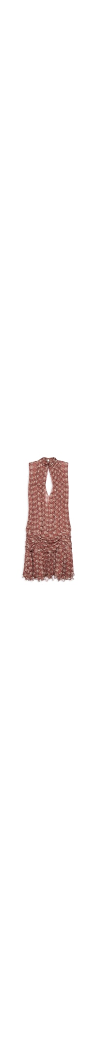 Vestido Curto Tule Estampa Conchário - Vermelho