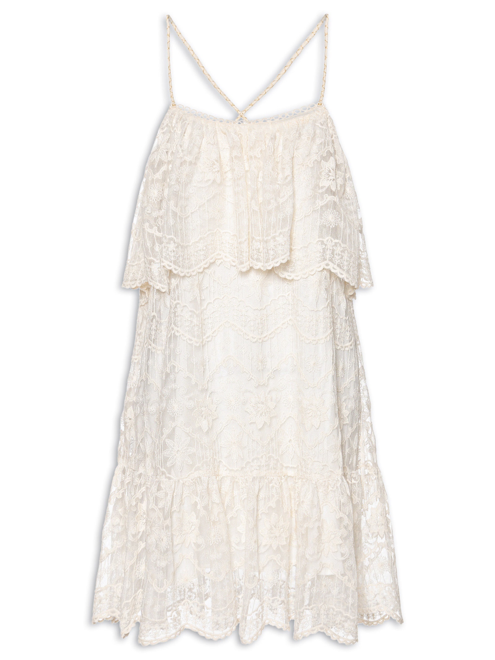 Vestido Curto Tule Rendado Branco Dress To