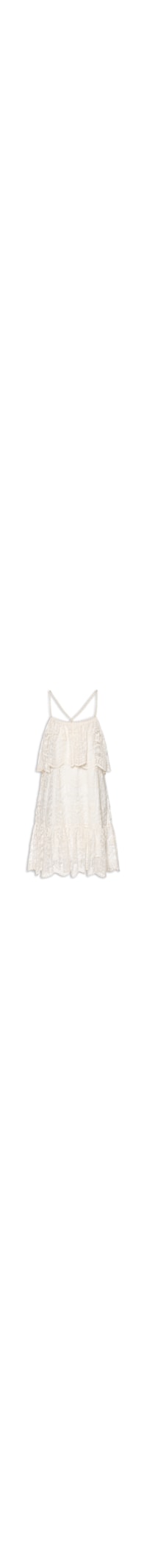 Vestido Curto Tule Rendado - Branco