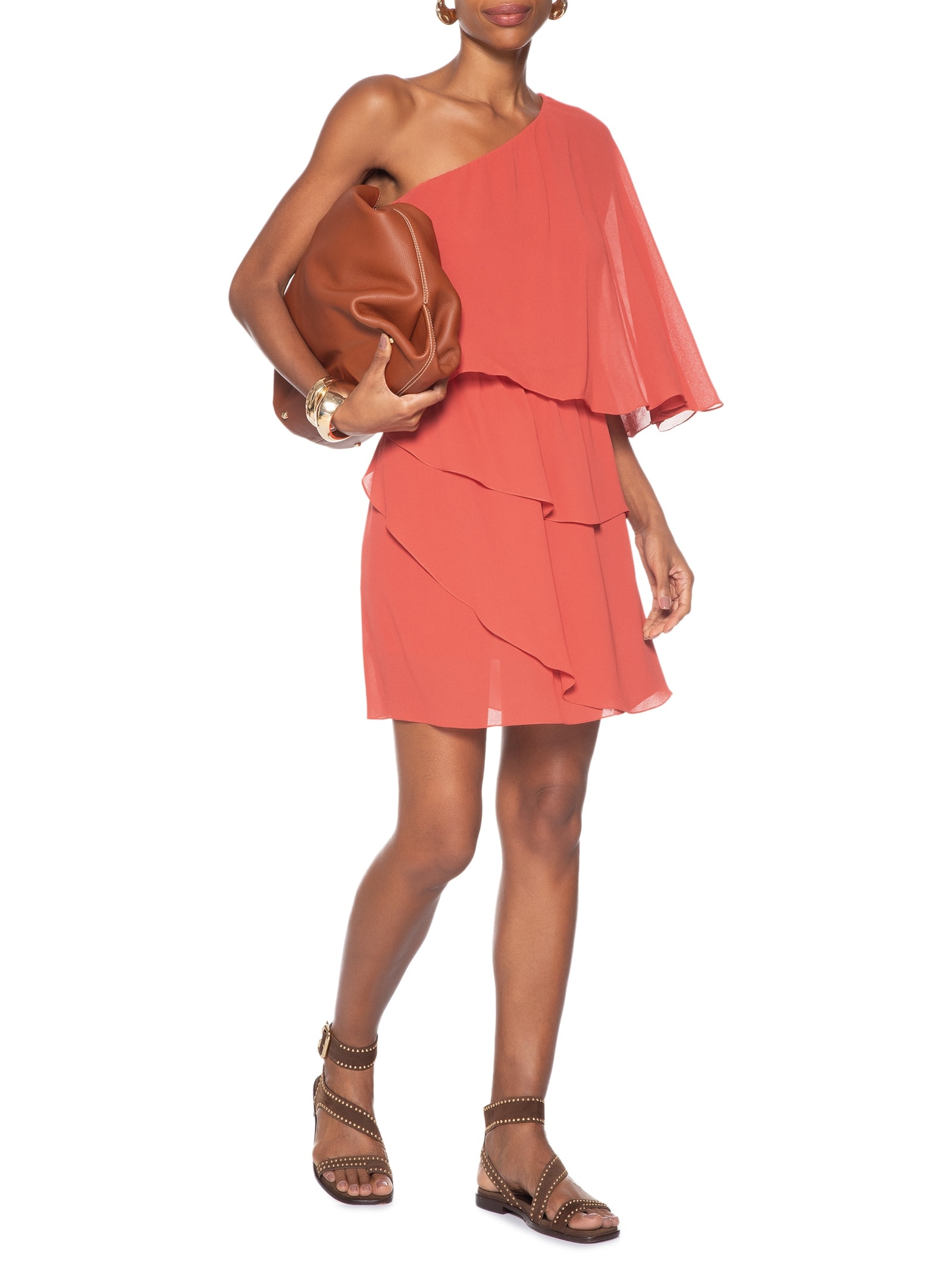 Vestido Curto Um Ombro Só Vermelho Maria Filó