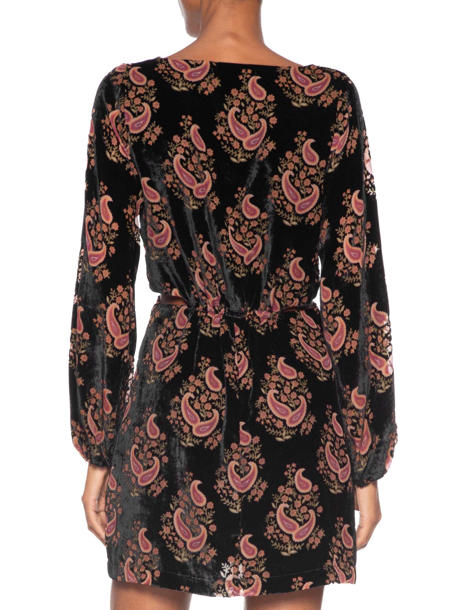 Vestido Curto Veludo Devore Preto Maria Filó