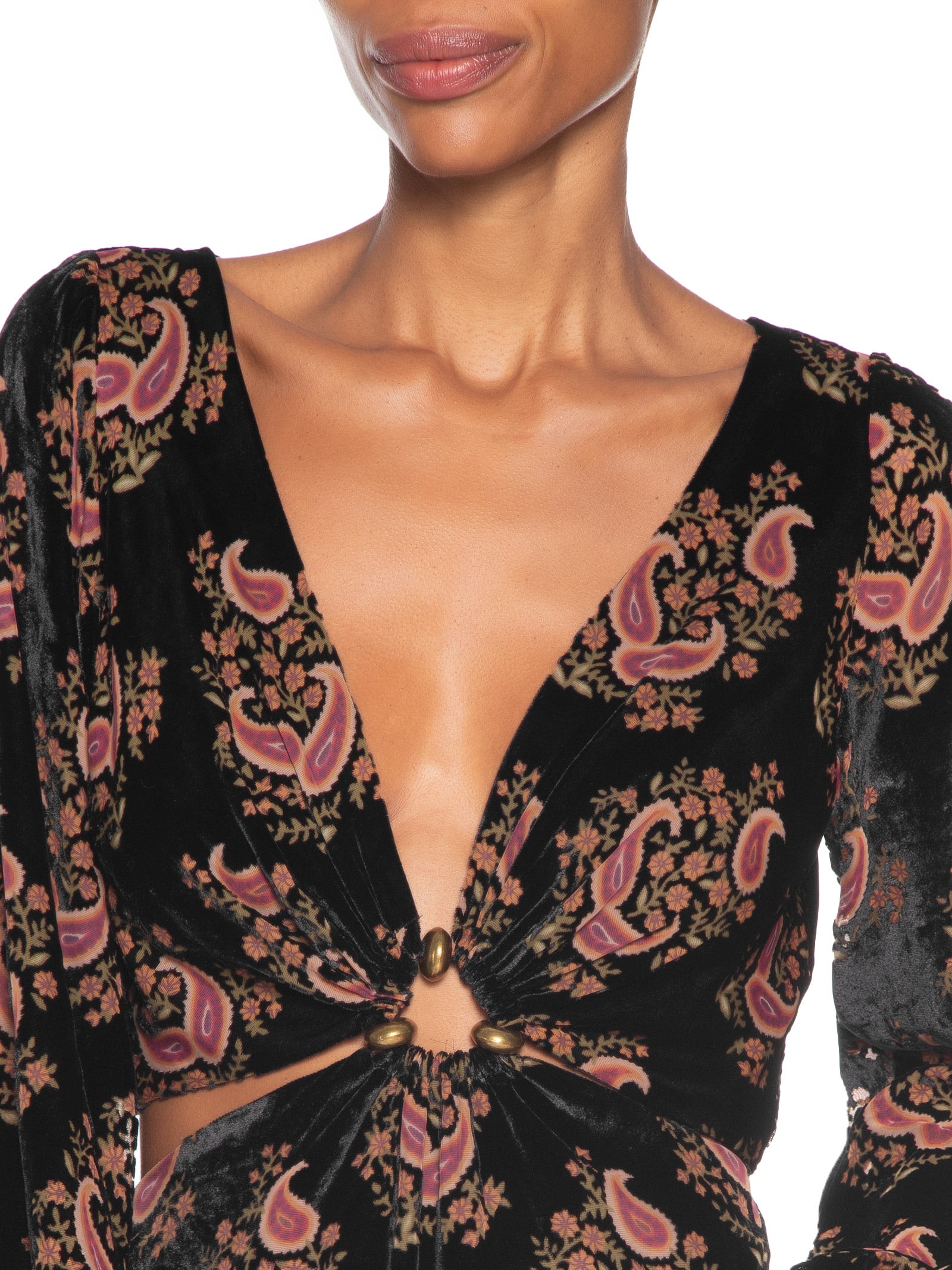 Vestido Curto Veludo Devore Preto Maria Filó