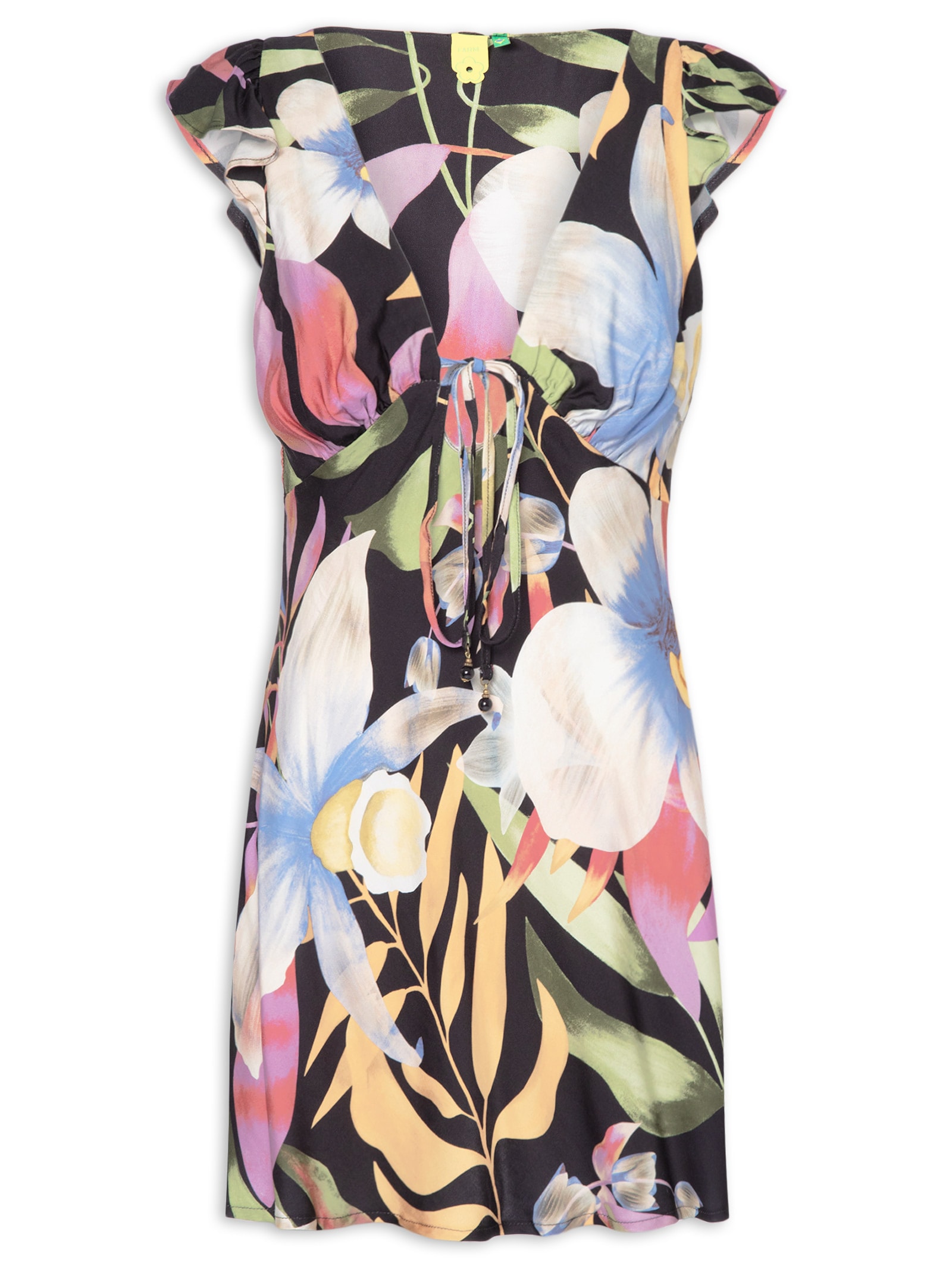 Vestido Curto Vento De Flor Preto Farm