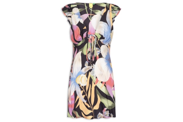 Vestido Curto Vento De Flor - Preto