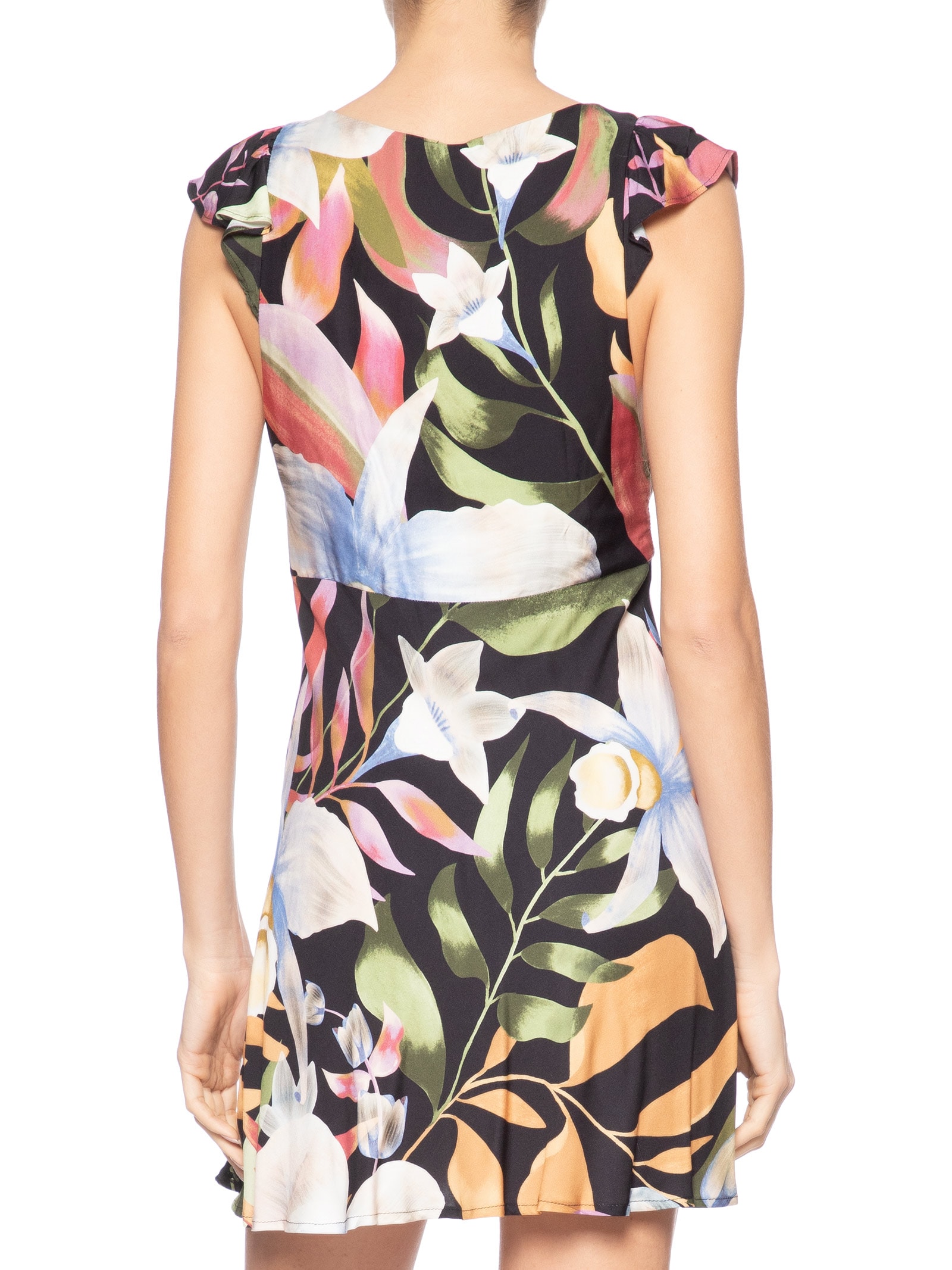 Vestido Curto Vento De Flor Preto Farm