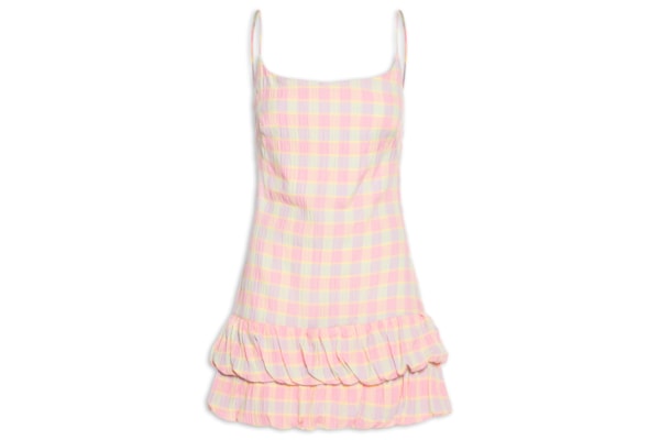 Vestido Curto Xadrez Beija Flor - Rosa