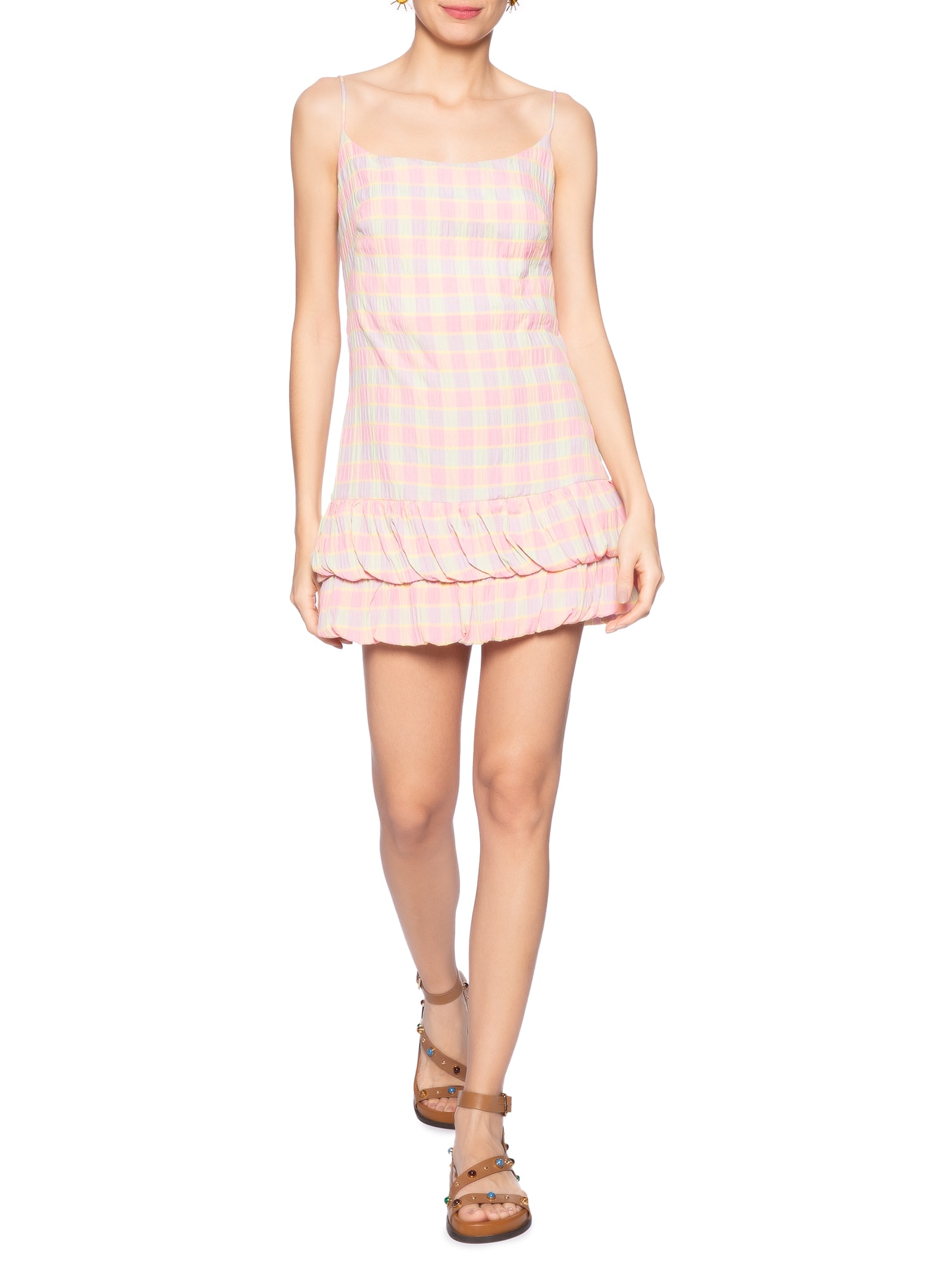 Vestido Curto Xadrez Beija Flor - Rosa by FARM