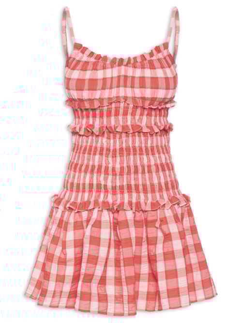 Vestido Curto Xadrez Trancoso – Vermelho