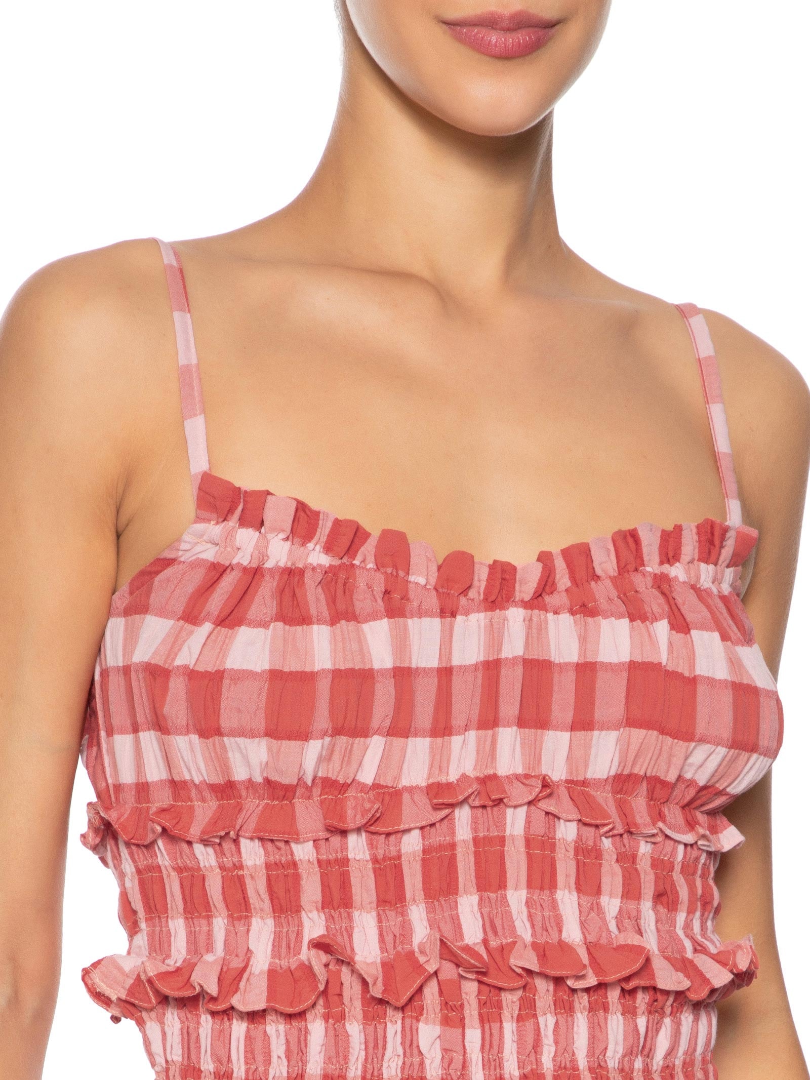 Vestido Curto Xadrez Trancoso Vermelho Farm