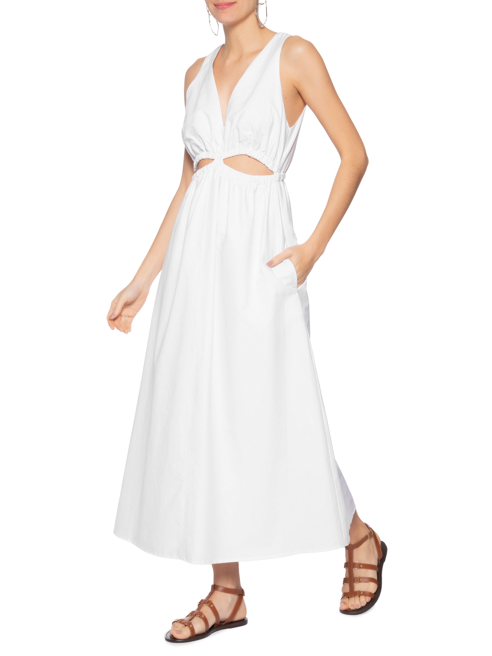 Vestido Cut Elástico Branco Animale