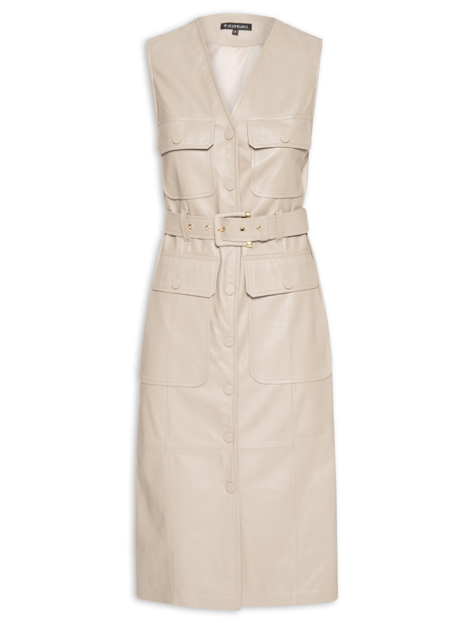 Vestido Dalva Couro Bege Le Lis