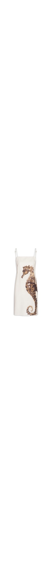 Vestido De Alça Estampado Com Linho – Off White