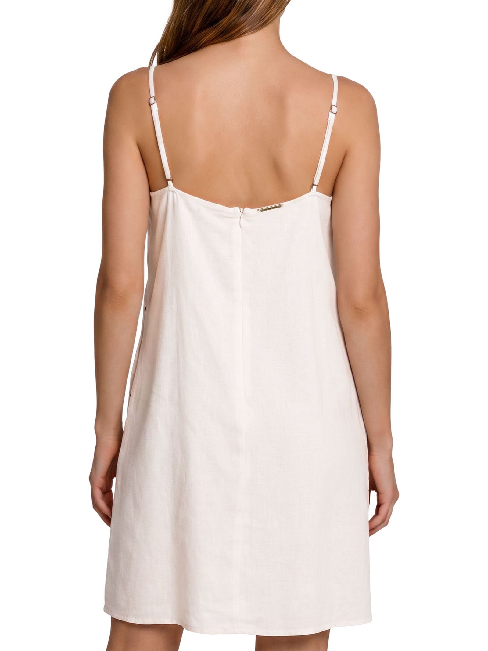 Vestido De Alça Estampado Com Linho – Off White My Favorite