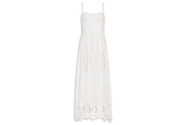 Vestido De Alça Renda Bordada - Branco