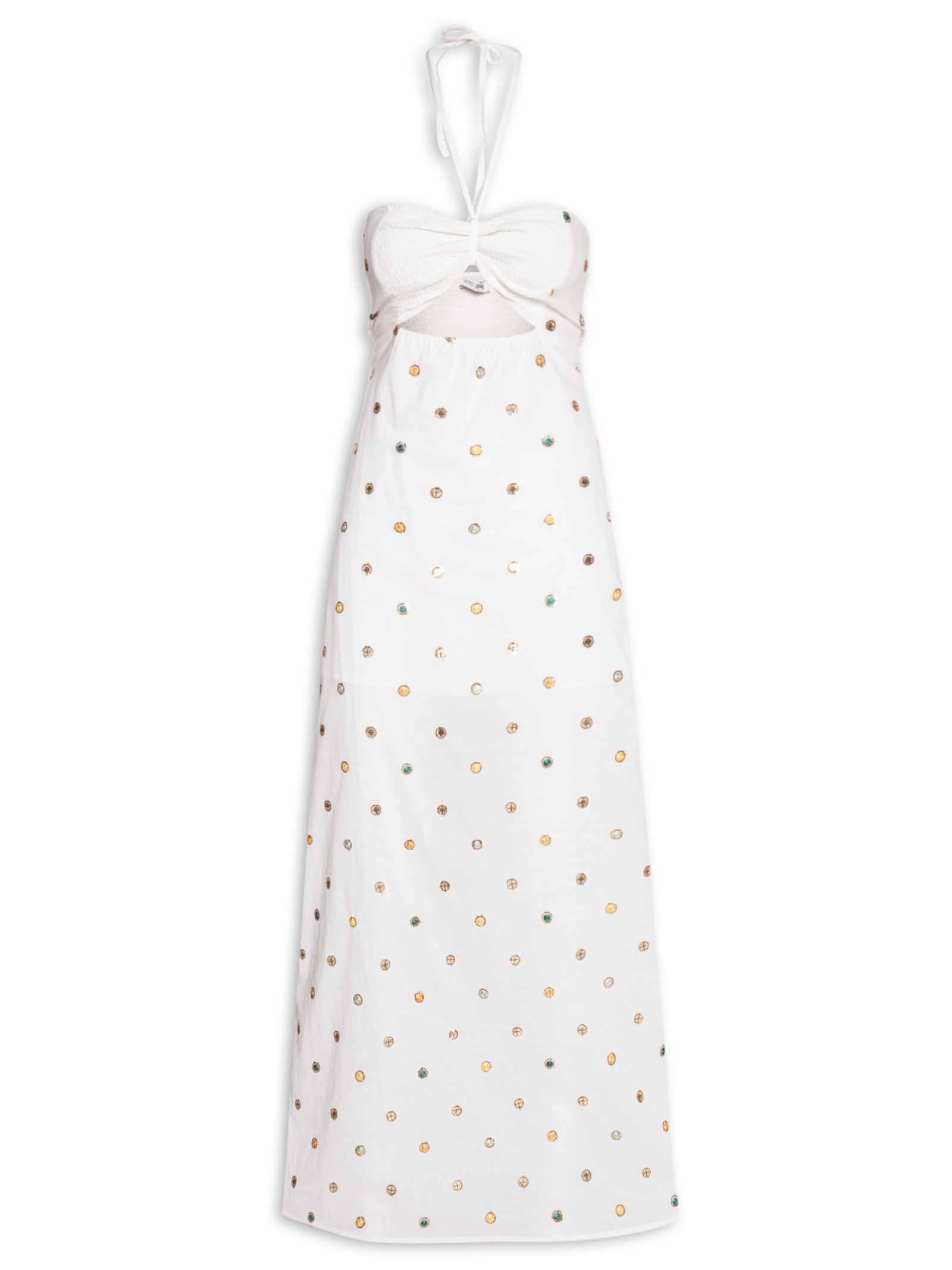 Vestido De Algodão Bordado Com Lastex Branco Animale Jeans
