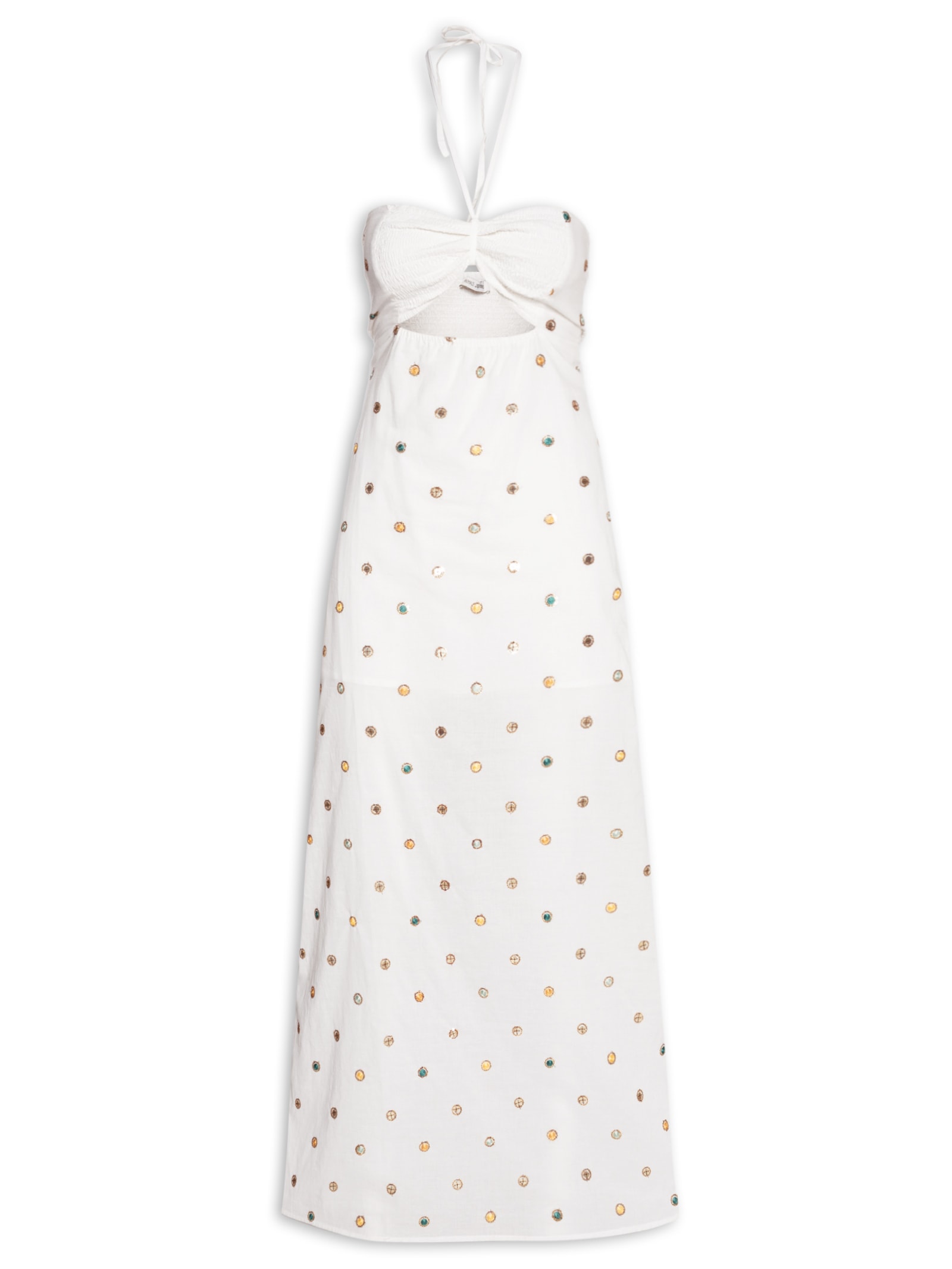 Vestido De Algodão Bordado Com Lastex Branco Animale Jeans