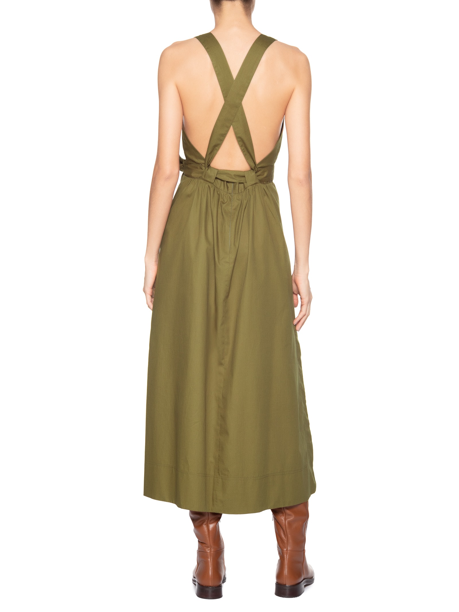 Vestido De Algodão Frente Única Verde Animale