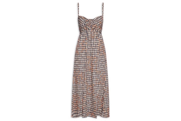 Vestido De Algodão Midi Estampado - Vermelho
