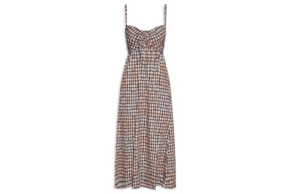 Vestido De Algodão Midi Estampado - Vermelho