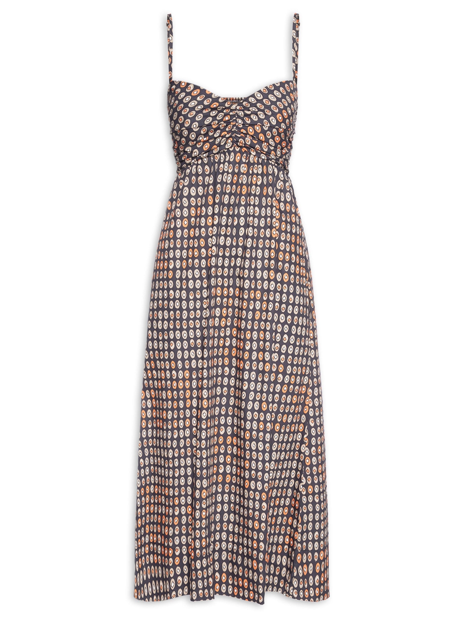 Vestido De Algodão Midi Estampado Vermelho Animale