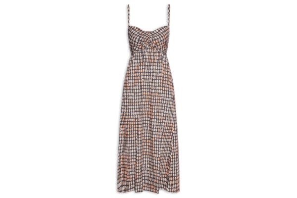 Vestido De Algodão Midi Estampado - Vermelho