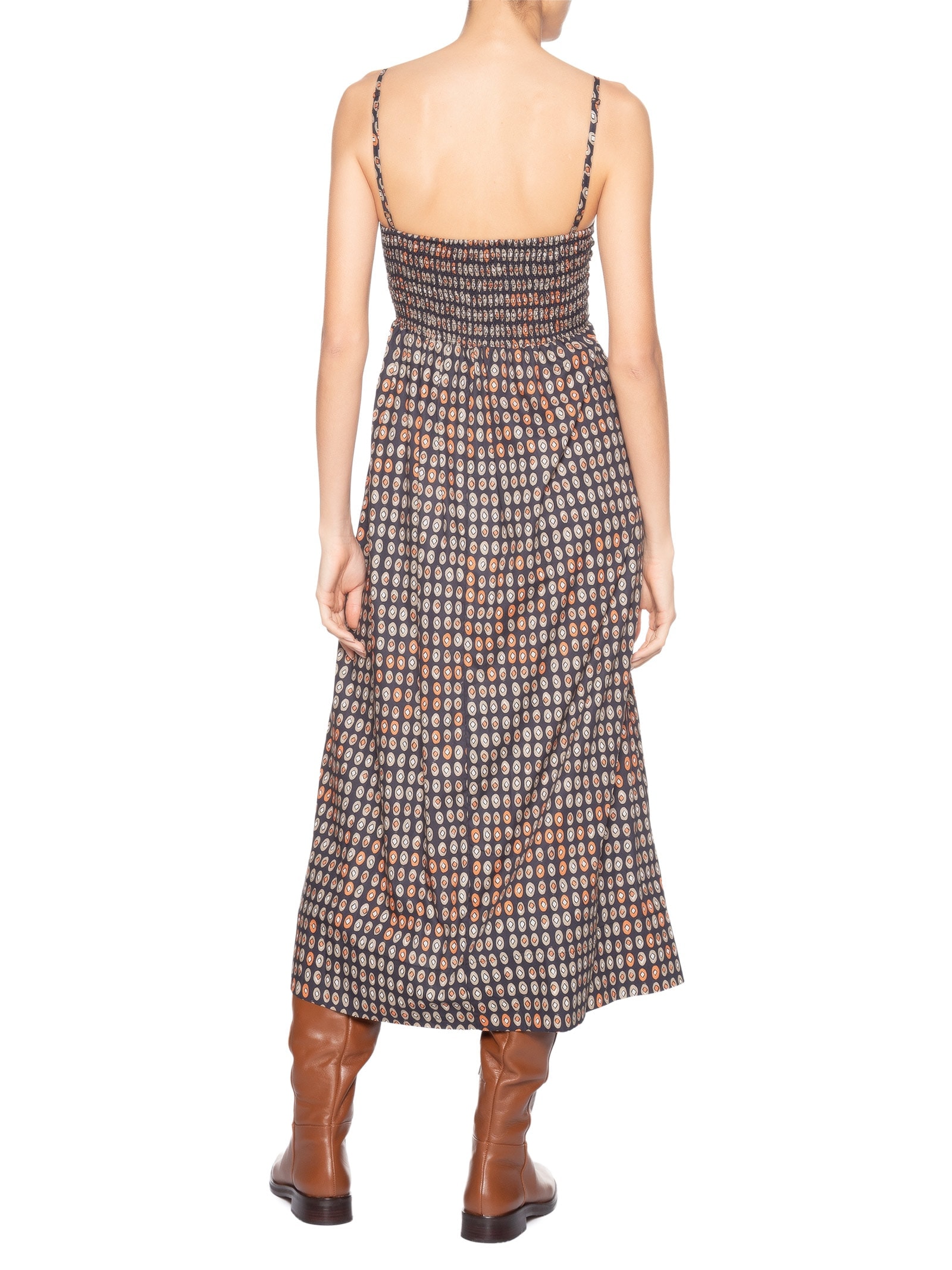 Vestido De Algodão Midi Estampado Vermelho Animale