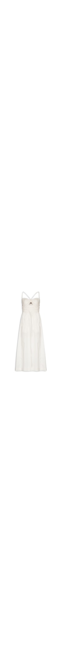 Vestido De Algodão Midi Off Busto Franzido - Branco