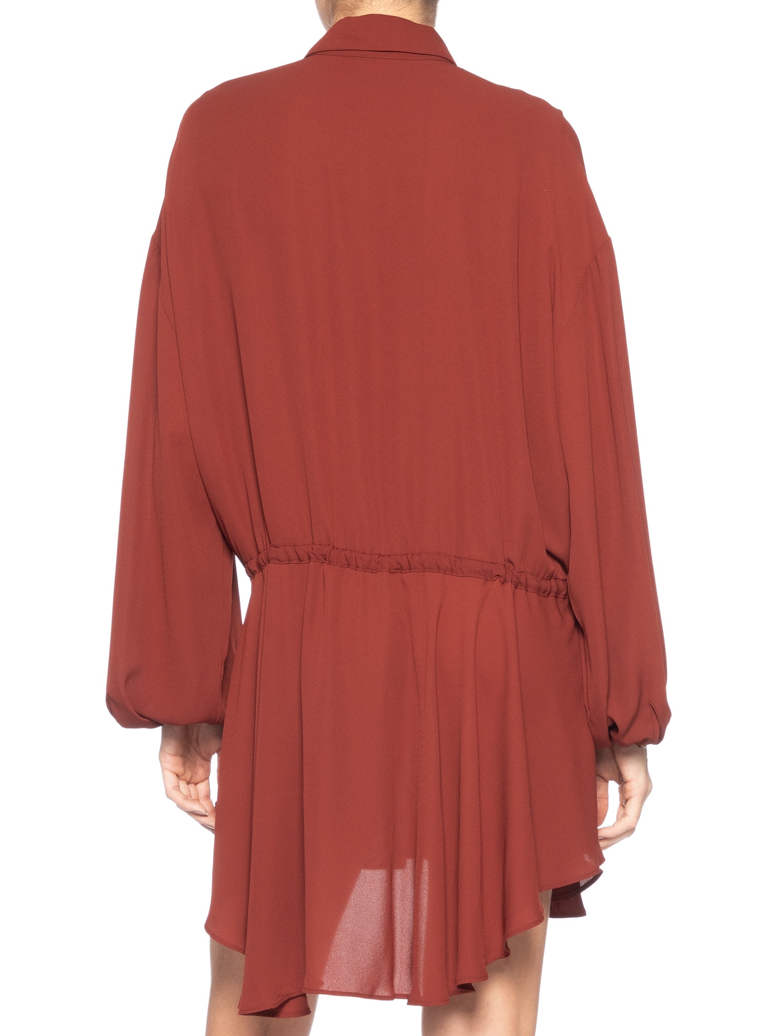 Vestido De Botão Manga Longa GGT Sólido Vermelho Animale Jeans