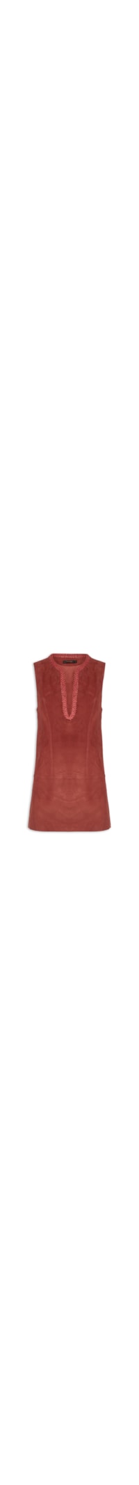Vestido De Chamois Bordado Gota - Vermelho