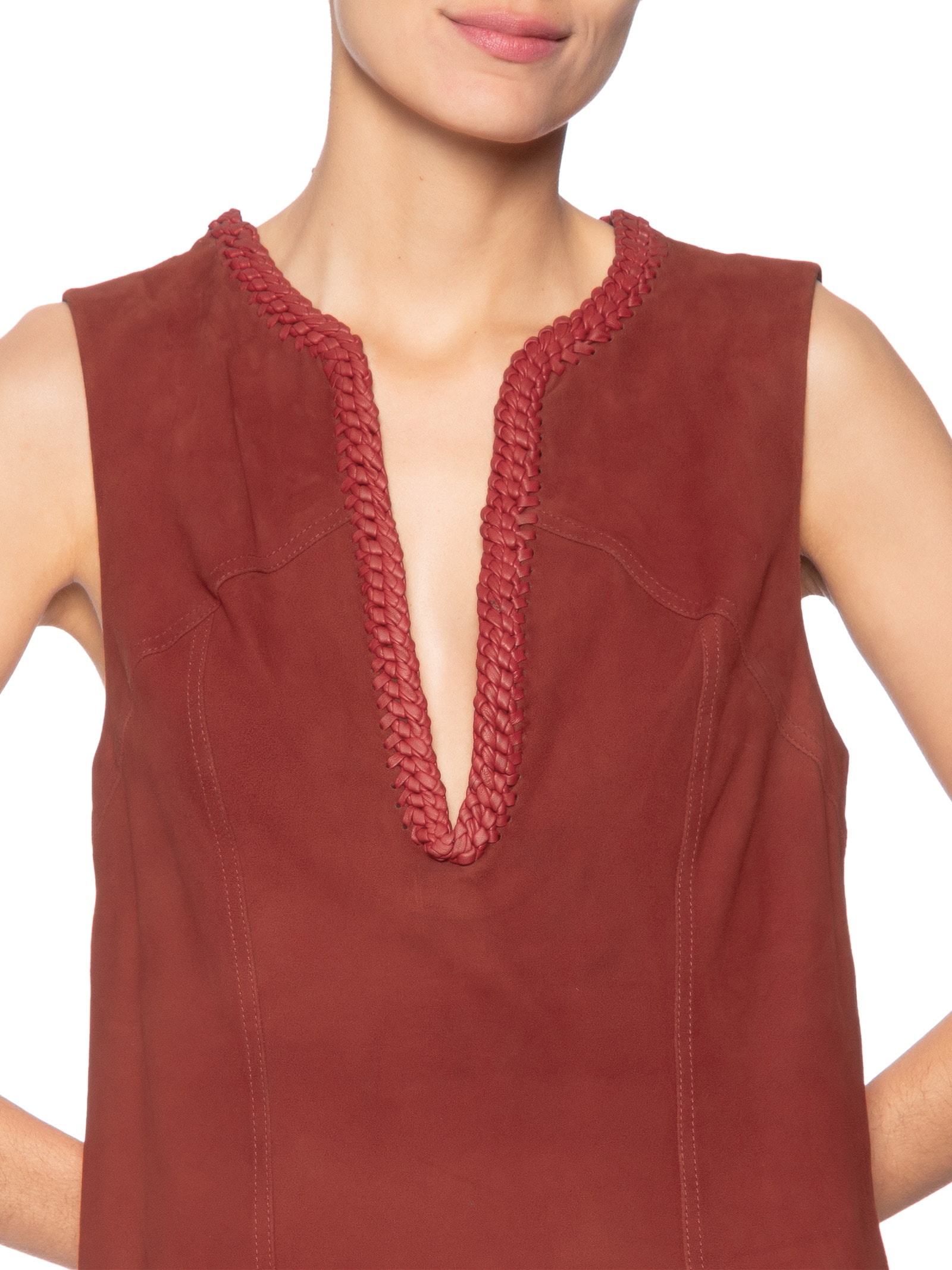 Vestido De Chamois Bordado Gota Vermelho Animale