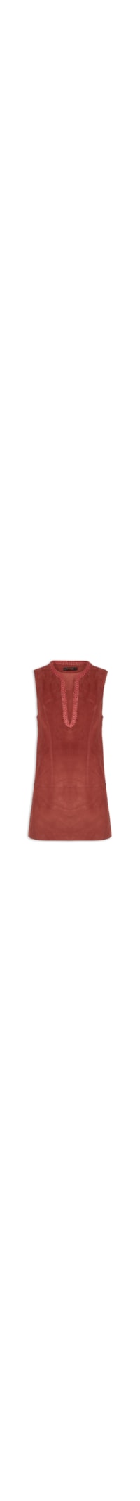 Vestido De Chamois Bordado Gota - Vermelho