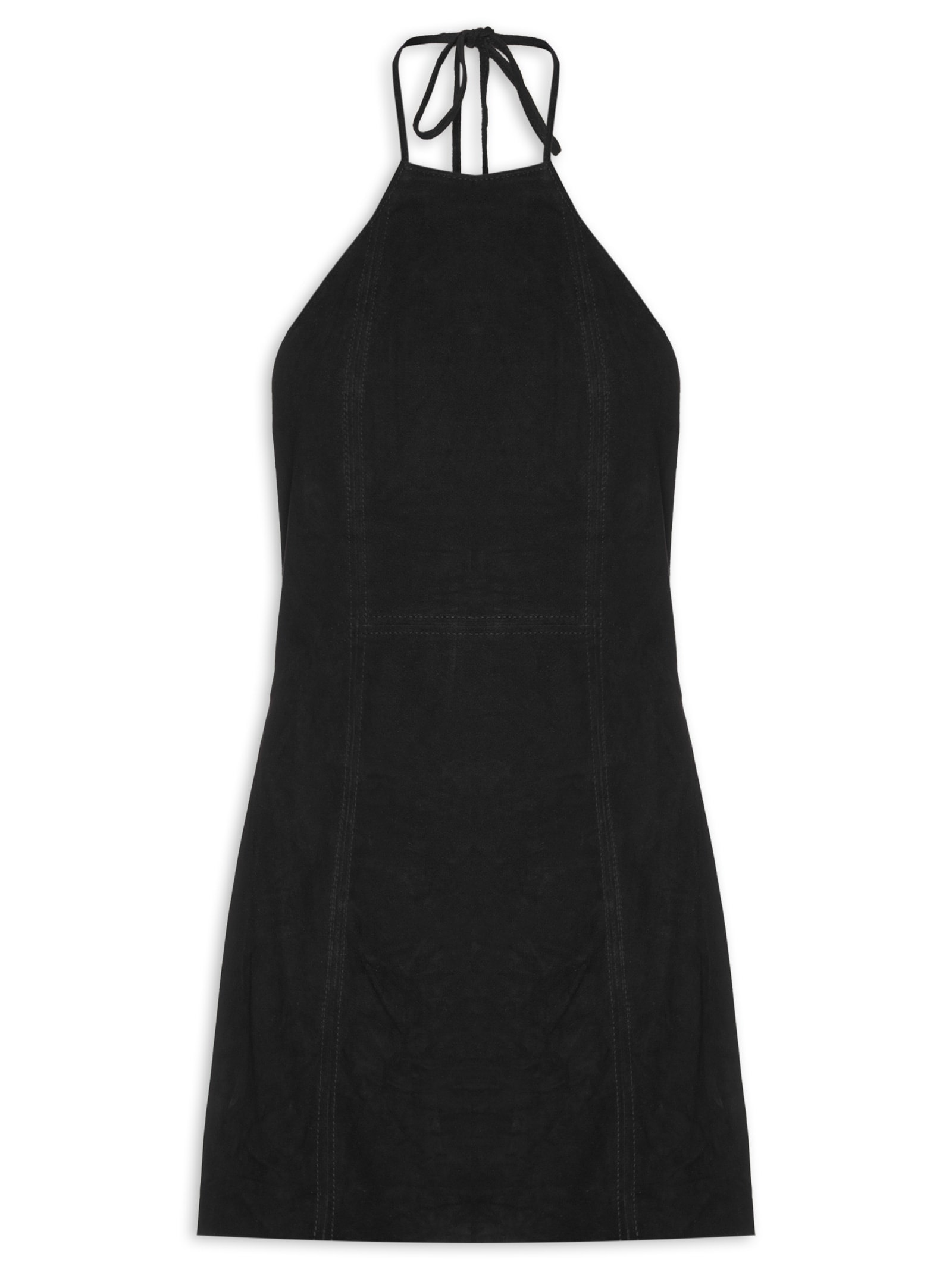 Vestido De Chamois Curto Recortes Preto Animale