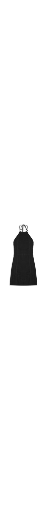 Vestido De Chamois Curto Recortes - Preto