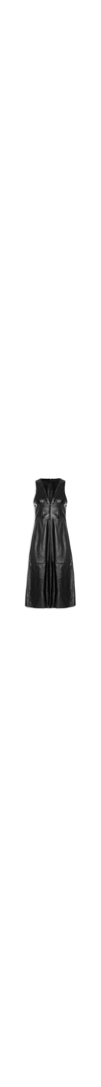 Vestido De Couro Midi Básico Clássico - Preto
