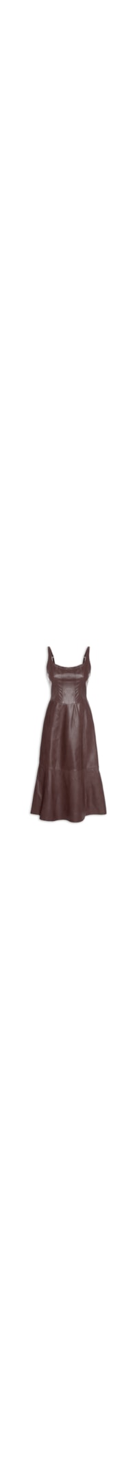 Vestido De Couro Midi Regata Corset - Marrom