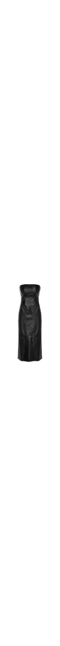 Vestido De Couro Midi Sem Alça - Preto